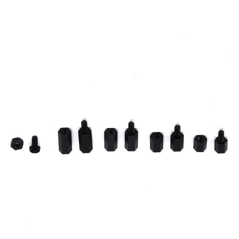 Game Changing M3 Nylon Hex Standoff Screw Nut Kit 180 Piece Assortment single and double pass black spacers for electronics.