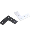 4 Pack L Shaped 90 Degree Corner Connector Plates For Aluminum Profiles, Five Hole Mount, 60x60 Mm, Silver and Black Finish
