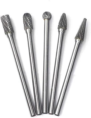 JESTUOUS 5‑pc carbide burrs set with 1/4 in shanks for die grinder use