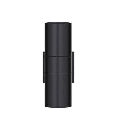 Front view of Two Pack LED Outdoor Wall Lights 14W 2700K Matte Black Aluminum Up Down Cylinder Exterior Porch Patio Door Lighting Weatherproof IP65