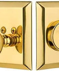 New York Plate Single Cylinder Deadbolt Lock With Solid Brass Construction shown with exterior and interior trim