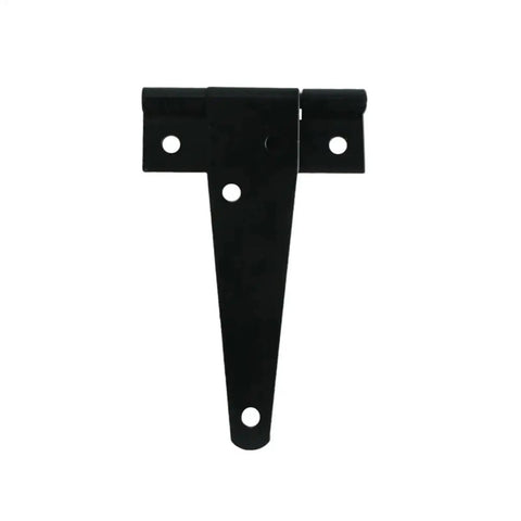 Lightweight Painted Black T Shaped Design Hinge For Fence And Wood Gate, Built For DIYers, tough and durable gate hardware visible