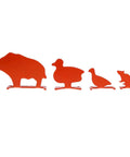 Animal Silhouette Steel Target For Backyard Practice, carbon steel targets showing duck, boar, and bird silhouettes on bases.