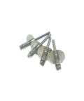 Heavy Duty 3/16 Inch By 3/4 Inch Grip Stainless Steel Large Flange Pop Rivets Set Pack Of 25 industrial fasteners stacked side by side.