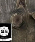 Straight Up True Ebony Aging Wood Stain For Bare Interior Wood Projects One Coat Water Based Dark Finish That Reacts With Natural Tannins Dries Fast And Easy Cleanup Five Gallons next to a stained wood surface.
