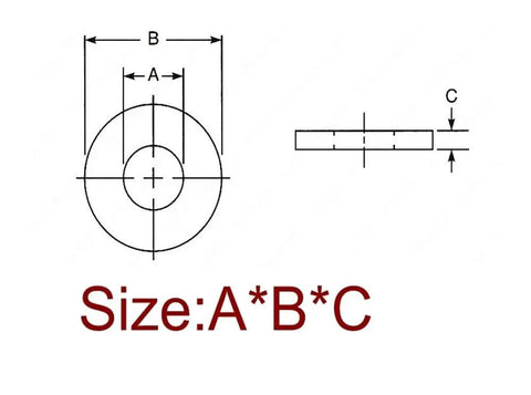 Diagram showing dimensions for Straight Up Boss Grade 304 Stainless Steel Shim Washers Ultra Thin Flat Spacers M3 Through M15.