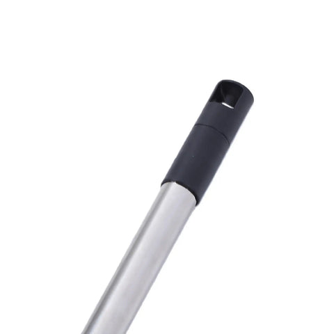 Heavy Duty Paint Roller Kit With Long Extension Pole And Six Stainless Rods Two Nine Inch Replacement Covers close up of stainless steel pole end.