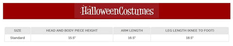 Size chart for 5 Piece Skeleton Ground Breaker Yard Prop Set For Halloween Decorations Cardboard Skeleton