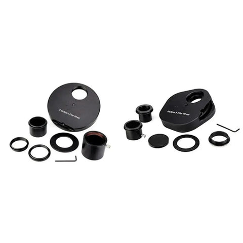 Five-Position Metal Filter Wheel For Astronomical Telescopes 1.25 Inch With Eyepiece Adapter shown with components