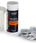 Iron Water Test Strips For Total Dissolved Check 0 To 5 Milligrams Liters in bottle with test packet wrappers.