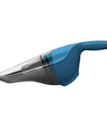 Side view of a blue Cordless Handheld Vacuum For Home And Car Cleaning with Easy-View Dirt Bowl, Lightweight and Bagless design.