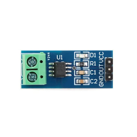ACS712ELCTR05B Hall Effect Current Sensor Module 5 Piece Kit 5 Amp Range, compact 32mm by 14mm electronic board for power projects.