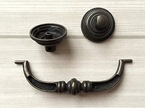 Vintage Look Bail Drawer Pulls Drop Handles 4.25 Inch Center-To-Center Dark Antique Bronze Cabinet Hardware