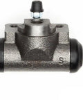 Side view of heavy-duty metal wheel cylinder for Dodge Omni rear brakes (1984-1986).
