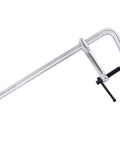 Solid 16 Inch Heavy Duty F Clamp Made From Drop Forged Steel Boasts A Massive Throat And 1400 Lbs Force side view on white background