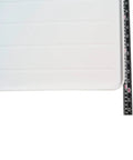 Corner view of white Replacement Fridge Crisper Drawer Pan Cover For WR32X10398 And WR32X1094, showing dimensions with ruler.