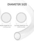10 Ft Clear Vinyl Tubing 1 Quarter Inch ID Flexible Hybrid PVC Hose showing inside and outside diameter measurements