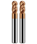 Two 1/4-inch carbide ball-nose end mills with TiSiN coating and silver shanks (2 in OAL)