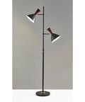 Arlo Tree Floor Lamp With Dual Shades, 67.25 Inch Tall, 2 x 60W Max, Black Finish, Modern Mid Century Style For Living Room, Bulbs Not Included