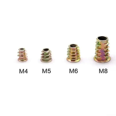 Vibrant Assortment Of Zinc Plated M5 And M8 Hex Socket Furniture Inserts With Durable Color Coding In Compact Case showing M4, M5, M6, M8 sizes.