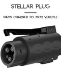 Premium Nacs To J1772 EV Charger Adapter Delivering 80 Amp 19 Kw For Level One And Level Two Stations With No Sweat Plug And Play Operation Rolling Out Fast Reliable Quick Charge Anywhere close-up view of black adapter.