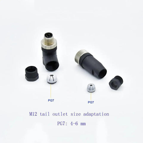 M12 8 Pin Female Industrial Circular Connector A Code Straight 2 Pack Field Wireable Sensor Adapter IP67 PG7 components