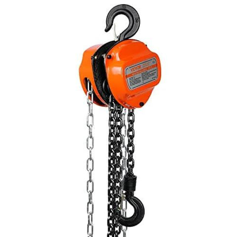 1 Ton Hand Chain Hoist 20 Ft Lift 2200 Lbs G80 Galvanized Chain, Double Pawl Brake, Auto Chain Leading and 360 Hook