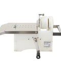 Kickass Stainless Steel Sausage Tying Machine For Home Grill Crews No Sweat Hand Crank Knotter For Fresh Cased Links Up To Forty Five Millimeters side view with spool and crank.