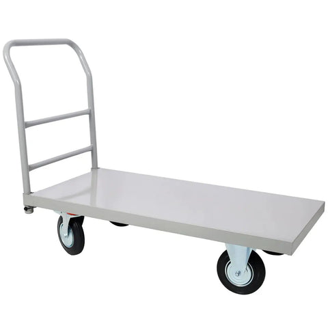Heavy Duty Steel Flatbed Platform Truck Cart With Smooth Swivel Casters And Sturdy Grip Handle For No Sweat Moving Of Pallets Cargo And Heavy Gear Up To Two Thousand Pounds