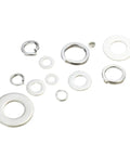 Assorted washers from 260 Piece Stainless Steel Washer Set With Lock And Flat Washers M3 To M10 Spring Lock Washers And Flat Washers Assortment Kit