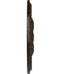 Side view of Tomango Egg And Dart Ceiling Medallion Bronze Finish, 27 7/8 Inch Outside Diameter, 2 1/2 Inch Projection, deep relief visible.