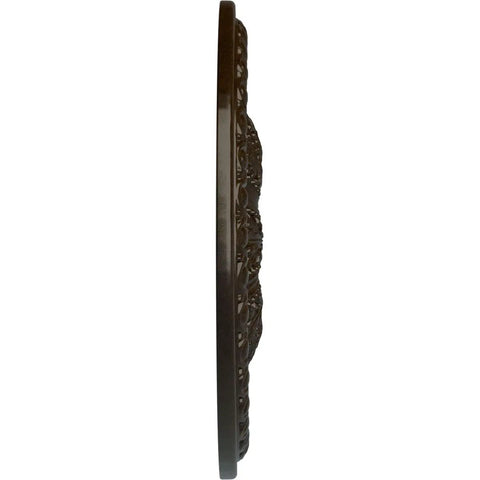 Side view of Tomango Egg And Dart Ceiling Medallion Bronze Finish, 27 7/8 Inch Outside Diameter, 2 1/2 Inch Projection, deep relief visible.
