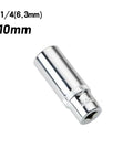 Impact Ready 10mm Deep Socket Set With 1/4 Drive Six Point Chrome Vanadium Alloy Design For Tough Car Repair And Household Tool Jobs That Are Heavy Duty, 10mm 1/4in deep socket