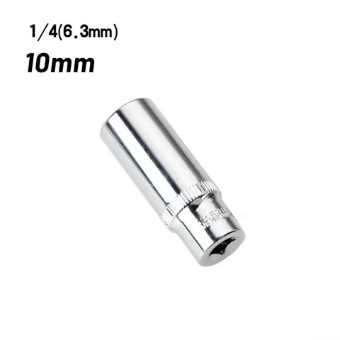 Impact Ready 10mm Deep Socket Set With 1/4 Drive Six Point Chrome Vanadium Alloy Design For Tough Car Repair And Household Tool Jobs That Are Heavy Duty, 10mm 1/4in deep socket