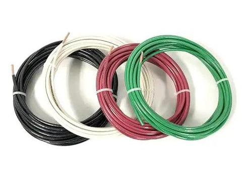 Top Tier Thhn Electrical Wire Featuring Six Awg White Black And Red Combined With Eight Awg Green Ground Stranded Copper Build Ul Certified For Rapid Shop Fixes Boss Level 25 Foot Spool Ready, showcasing black, white, red, and green stranded copper wires.