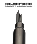 Close-up of Beast Pistol Grip Needle Scaler with 19 hardened steel needles for fast rust removal and tough surface prep.