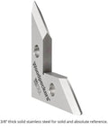 Woodpeckers DeadNutz machinist square, stainless steel, 3-1/2 in, right-angle setup tool (front view)