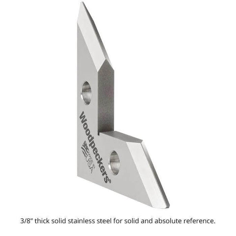 Woodpeckers DeadNutz machinist square, stainless steel, 3-1/2 in, right-angle setup tool (front view)