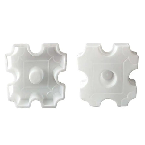11.81 Inch Round Hole Concrete Stepping Stone Mold for DIY garden paths and patios, durable plastic paver mold shown in white.