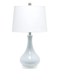 Ceramic Genie Tear Drop Table Lamp With Glossy Light Blue Base And White Fabric Shade Rotary Socket Switch 60W Equivalent Bulb