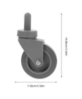 4 Piece Heavy Duty Rubber Swivel Caster Wheels With Threaded Stem And Spring Loaded Setup For Slick Rolling On Mop Buckets Trash Dolly Furniture Carts Grey side view showing size and design