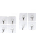 Super Tough Clear Adhesive Wall Hooks 12 Pack stainless steel clear sticky pad design for no mess installation.