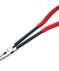 Long Reach Needle Nose Pliers With Slim Transverse Profiles For Tight Spots, 280 Mm, Black Atramentized And Plastic Coated