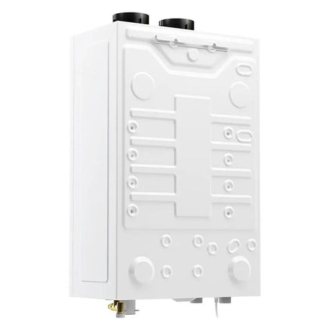 Heavy Duty Liquid Propane Tankless Water Heater Brings The Heat With Eight Point Four Five Gallons Per Minute On Tap wall-mounted design.