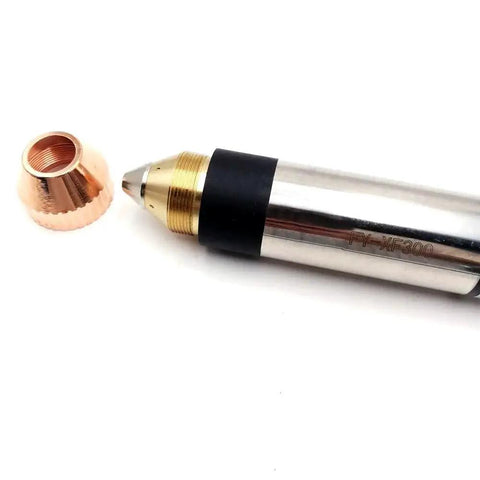 Nozzle Shield For XF300 Plasma Cutter Universal Fit shown with copper and steel components, labeled FY-XF300.