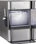 GE Profile Opal 2.0 Ultra Nugget Ice Maker, stainless steel with side water reservoir and scoop