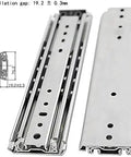 Heavy Duty Ball Bearing Drawer Slides Full Extension Three Section Track Five Hundred Lb Capacity with galvanized steel finish.