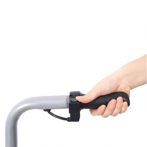 Hand gripping the handle of Srecell 5000 Lb Capacity Electric Trailer Dolly With 12V Motor And 350W Jockey Wheel.