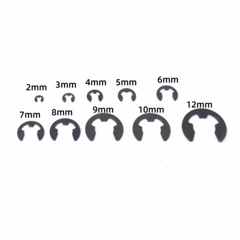 160 Piece E Clip Assortment Kit With External Retaining Rings In Ten Sizes From 2 To 12 MM Black Metal Snap Clips In Case For Handy DIY Repairs Maintenance And Assembly Projects, 2mm to 12mm e-clips
