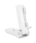 Heavy Duty Beefed Up Fridge Freezer Compartment Hinge For RV And Motorhome Keeps The Door Solid Smooth Opening And Closing Stable Connection Easy Install Replacement Part In White For Camper Fridge Units, side view